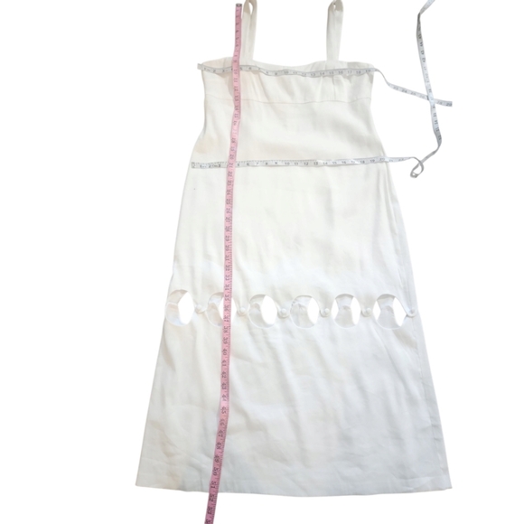 Antonio Melani Linen Blend Square Neck Sleeveless Cut Out Sheath Midi Dress - Picture 4 of 7